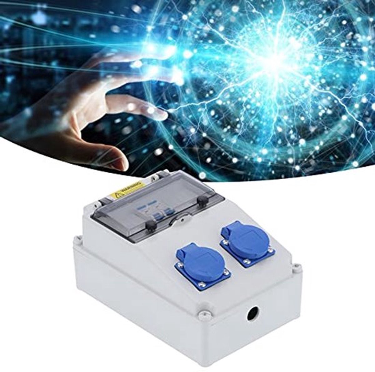 Elektrische doos met 2 standen, 16 A, 220-250 V, waterdichte wandstroomverdeler, IP65, met zelfsluitende scharnierafdekking, EU-stekker