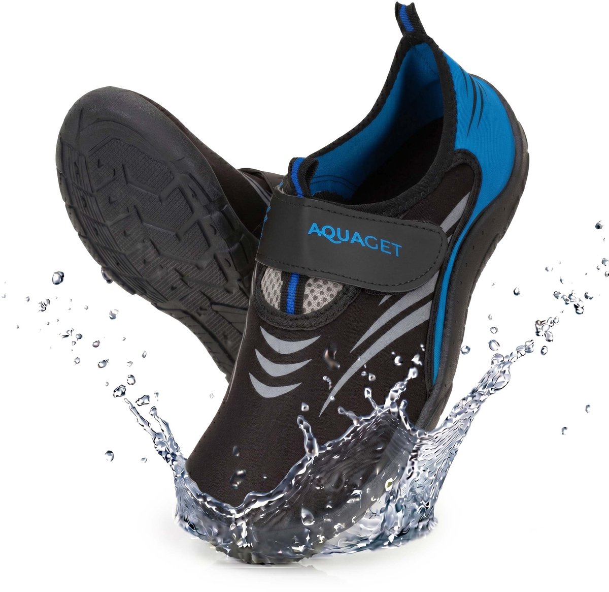 Aquaget® Waterschoenen - AQUA Shoes - Sneldrogend - Rubber - Unisex - Blauw/Zwart - Maat 41