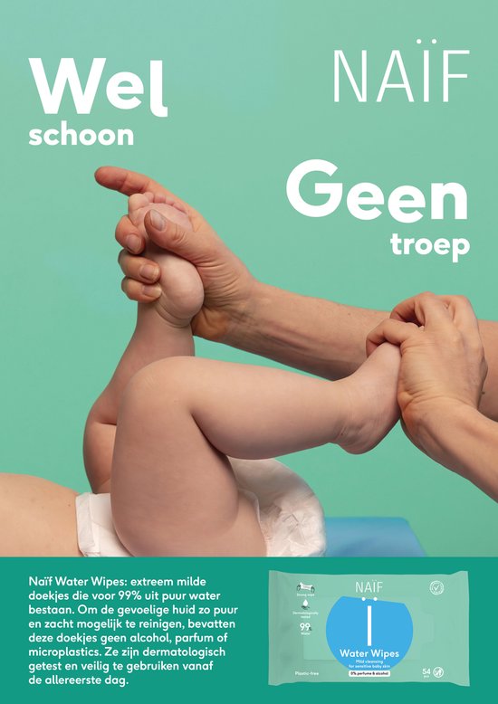 Naïf - Sterke Waterwipes - 99% Water - 0% parfum en 0% alcohol - 3024 doekjes (56 stuks x 54 doekjes)