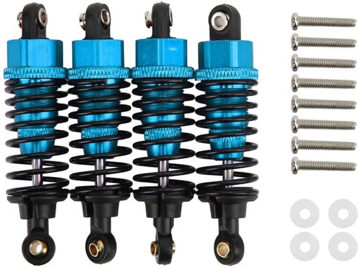 RC Schokdemper vervanging, Aluminium Verstelbare Geassembleerde Veerdemper, Autosteunen Duurzaam Upgrade-accessoire voor TT‑01 TT‑02 TA05 TL‑01 TA03 MF‑01X (Blauw)