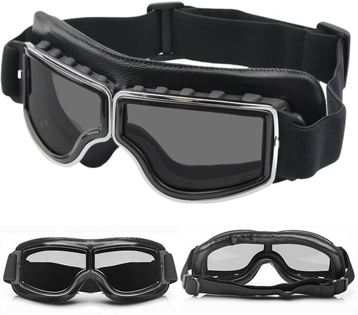 Motorbrillen, Helmbrillen, Retro Pilotenbrillen, Motorcrossbrillen, Winddicht, Motorbrillen, Zonnebrillen, Vintage Motorbrillen voor ATV, Fiets, Motorcross