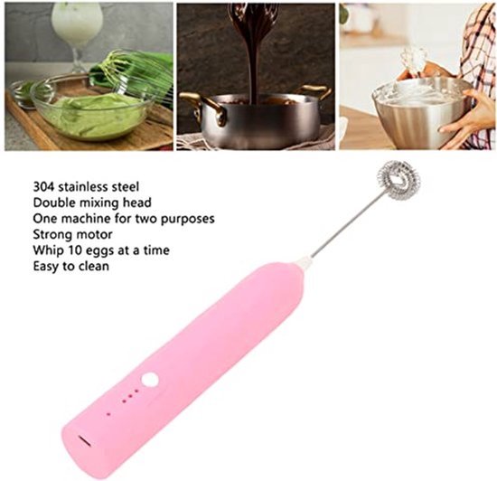 Melkopschuimer, eiklopper, huishoudelijke miniblender, multifunctionele elektrische blender, draagbaar, draadloos schuim - roze van Merkloos — afbeelding 5