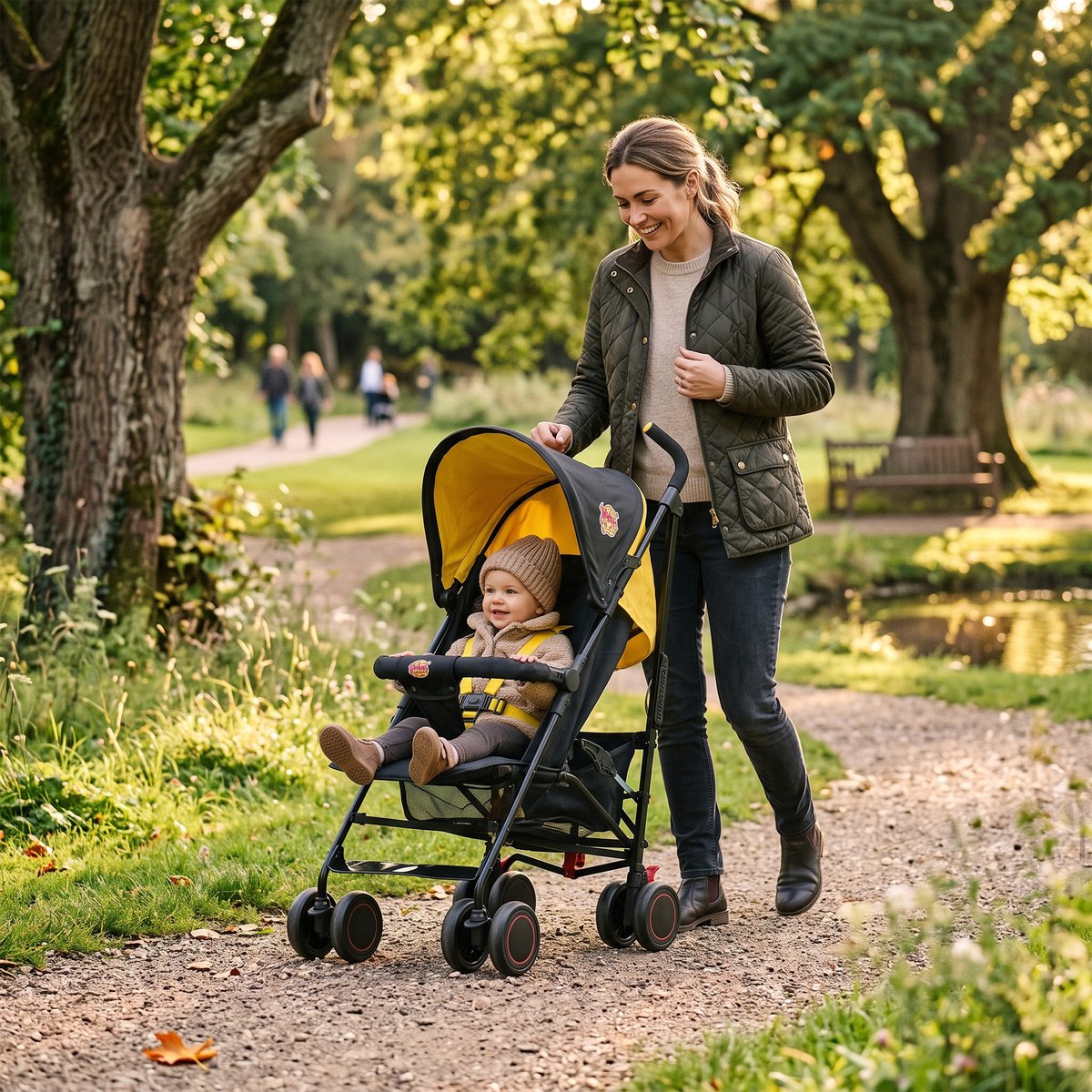Jinbei Paraplu Buggy - Verstelbare Buggy - Tot 15 kg - Grijs/Geel — cadeau in Cadeau-ideeën - foto 2