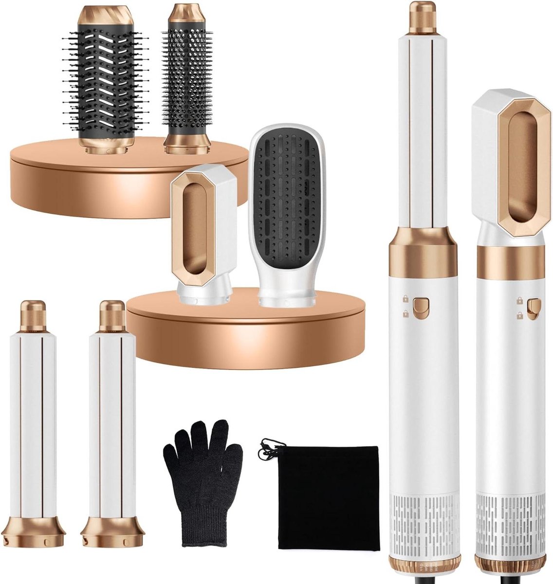 Haarstyler 6-in-1 - Heteluchtborstel Krultang - Haar Stijlen - Automatische Krultechnologie - 1000 W - Wit