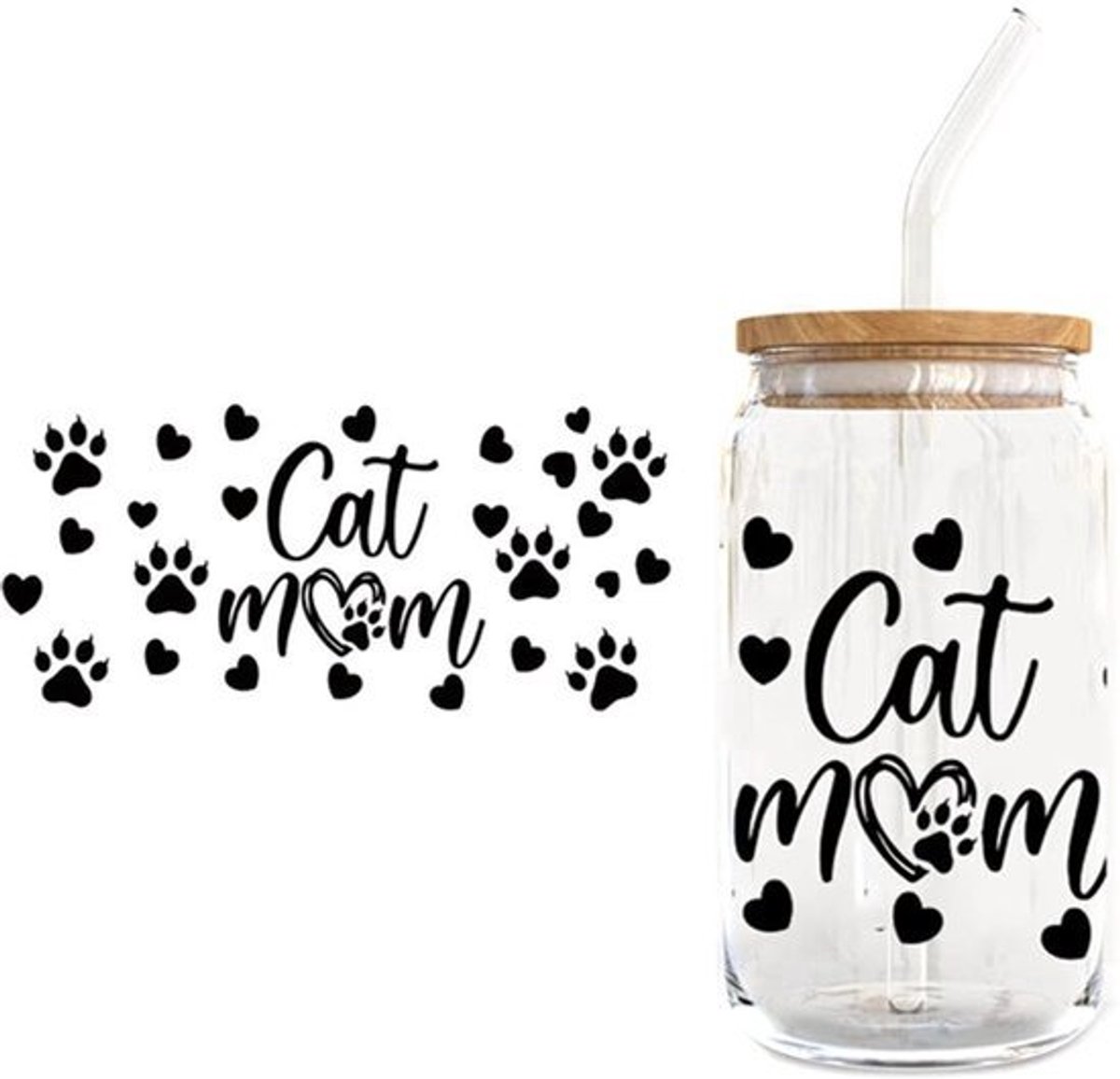 Dierlijke Transfer Stickers - Watervast Voor 400ml Glazen Bekers - Creatieve Decoratie
