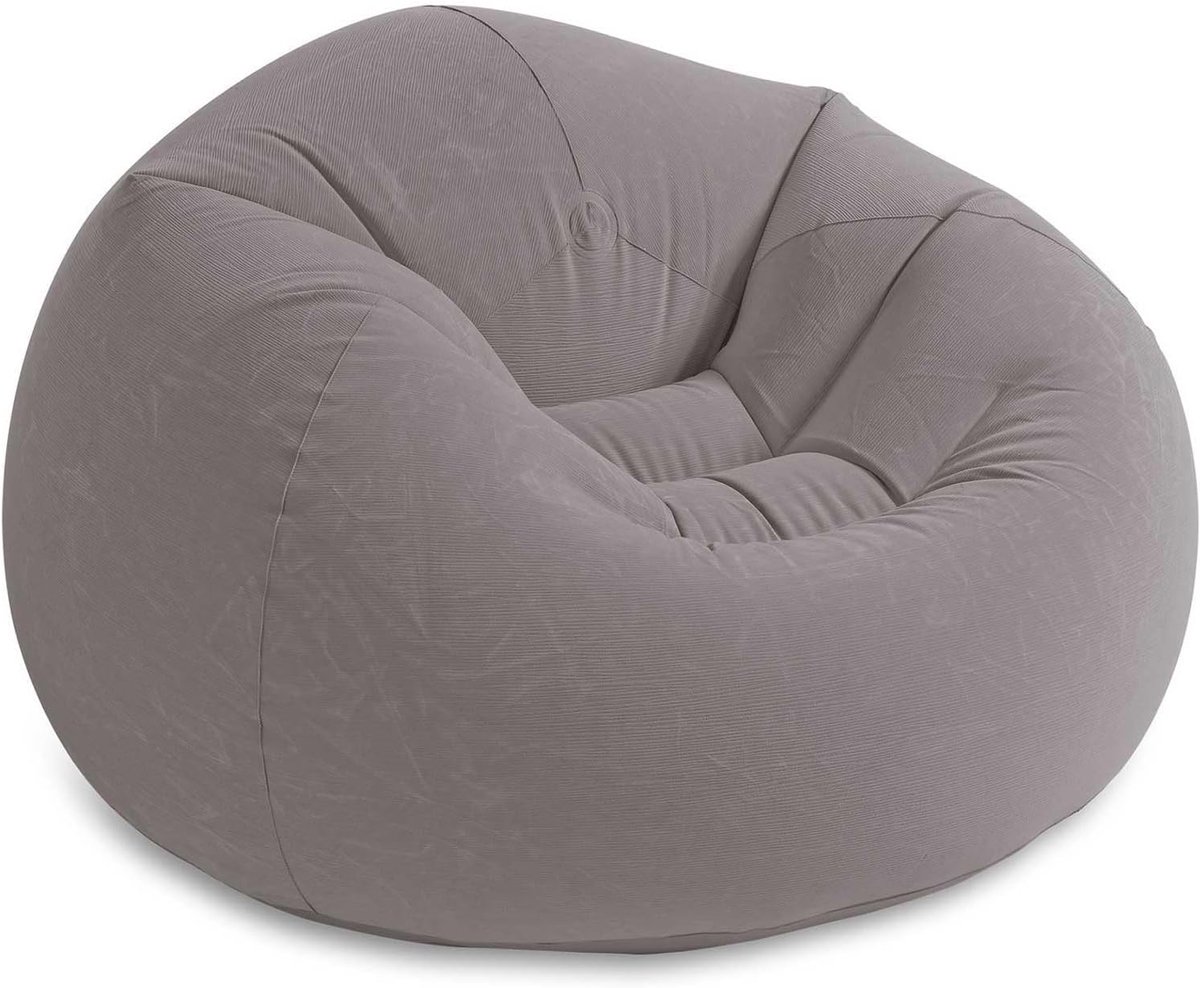 Thijox - Beanless Bag Zitzak - Opblaasbare Zitzak - 1.14m x 1.14m x 71cm - Grijs - Perfect voor Luieren, Film Kijken, Feest, Tuin, Camping