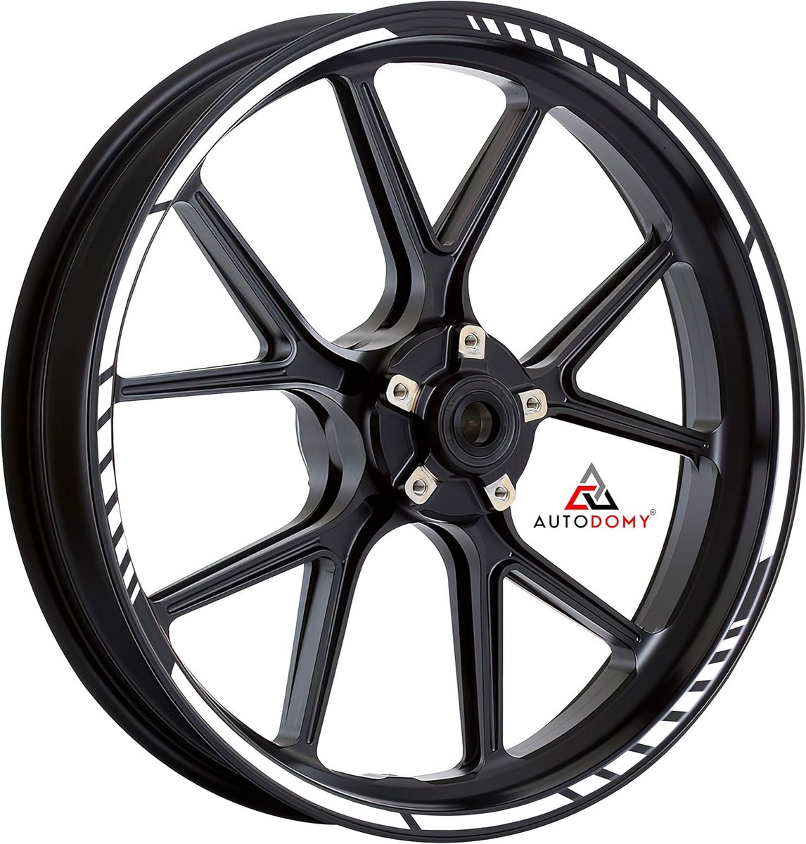 SnelShoppen - Motorfiets Velg Stickers Volledige Set voor 2 Wielen 15" tot 19" Inch | Weer- & Oliebestendige Velg Decals Wit | Sportief Ontwerp voor M