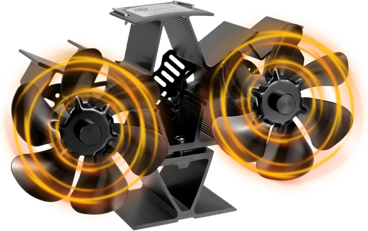 SnelShoppen - Ofenventilator Kaminventilator 12 Blad Hitzebetrieben, Stilvolle en Efficiënte Houtoven Ventilator, Geen Stroom Nodig, Ideaal voor Huize
