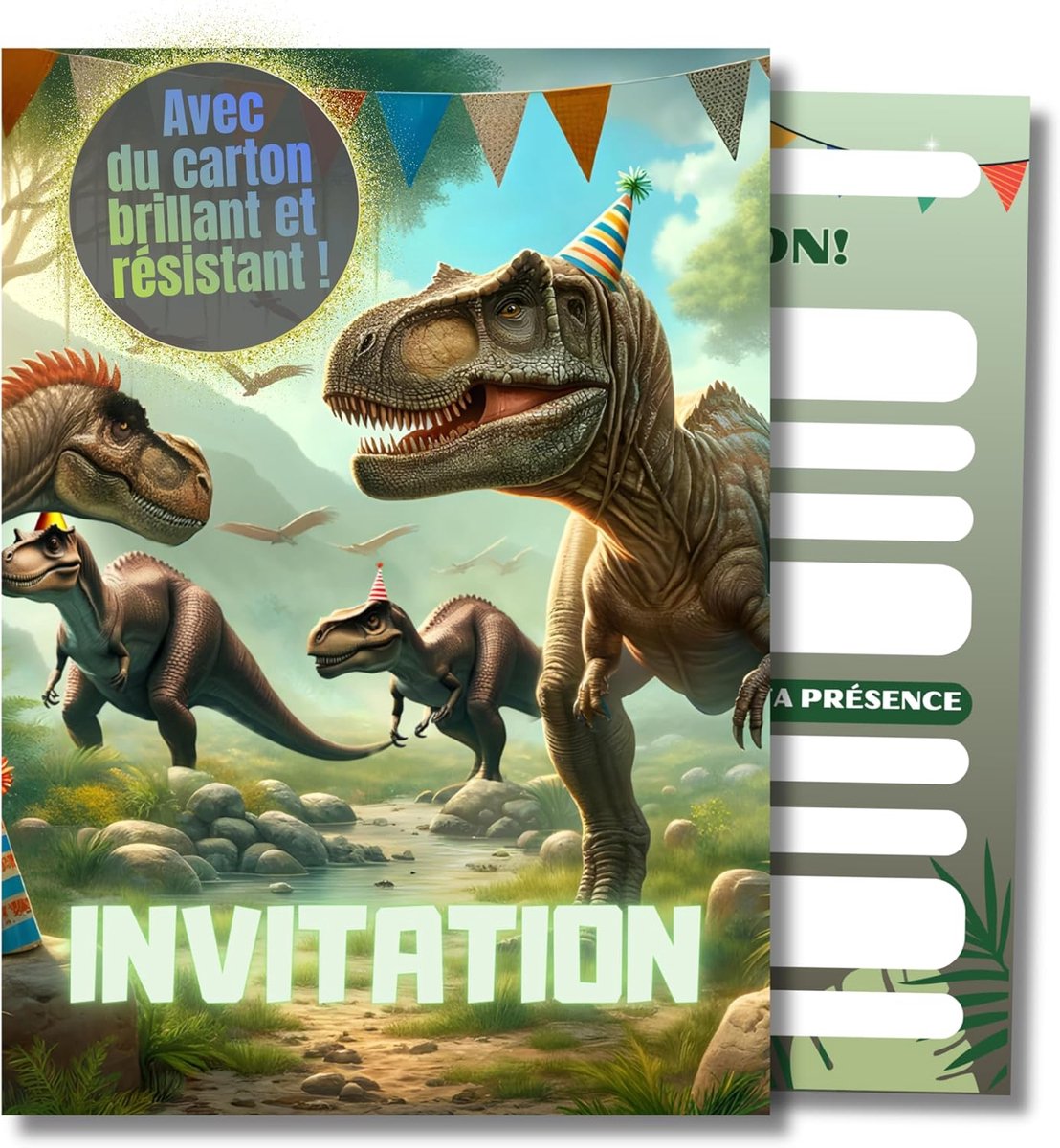 SnelShoppen - Dinosaurus Uitnodigingen Verjaardag Kinderen - 12 Stuks DIN A6 - Dinosaurus Thema - Geschikt voor Jongens en Meisjes - Feestdecoratie