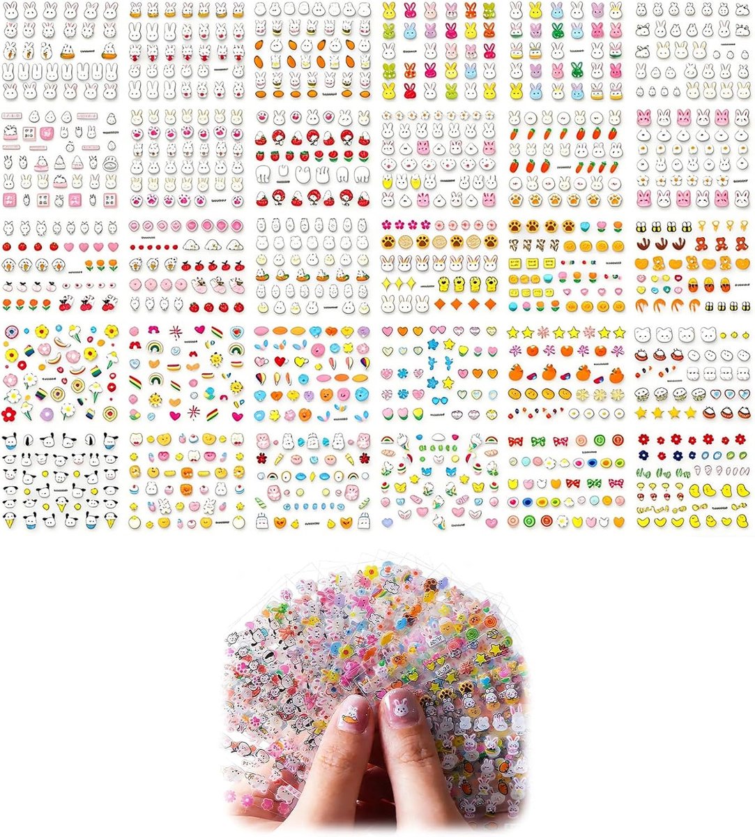 SnelShoppen - 30 Vellen Schattige Nagelstickers voor Kinderen, Zelfklevende Nageldesigndecoratie, Veilige Nagelkunst Accessoires voor Feesten en Doe-H