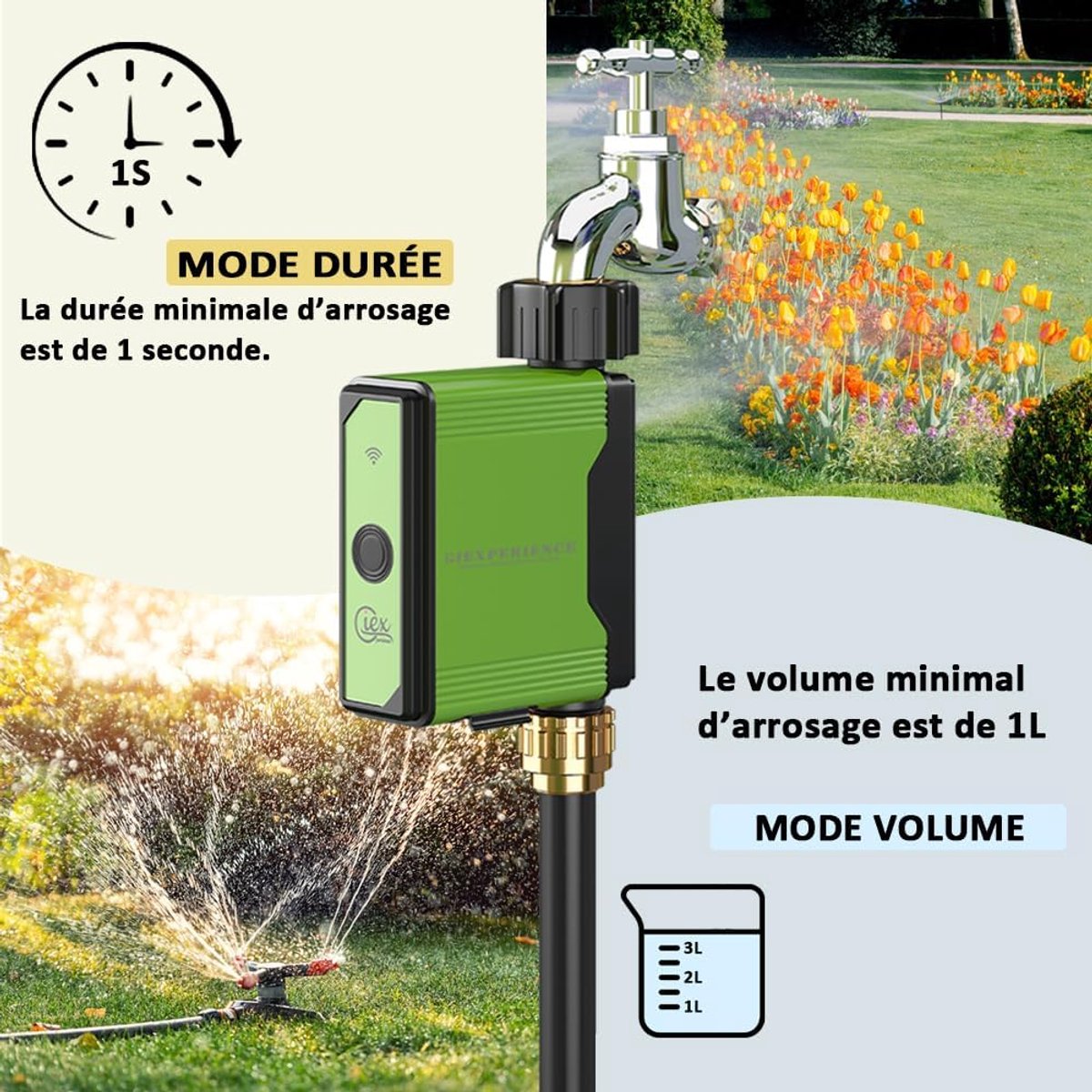 SnelShoppen - ZigBee Beregeningstimer met Watermeter, Tuinkraan Timer met Messing Inlaat, Bediening via Tuya Smart/Smart Life, Compatibel met Home Ass
