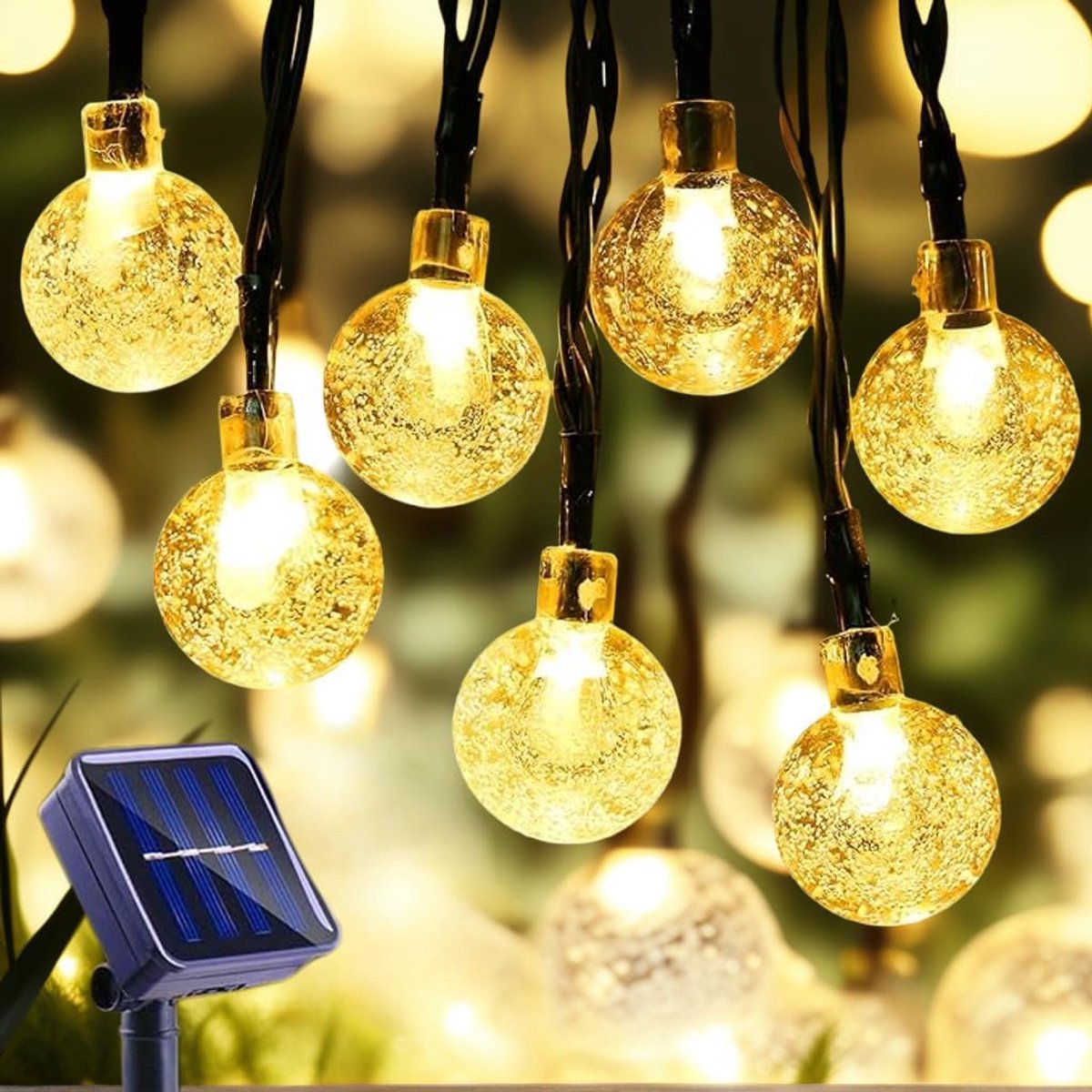 SnelShoppen - Lichtsnoer op Zonne-energie 22m met 100 LEDs, Weerbestendig en IP65 Waterdicht, Koperdraad Lichtketting voor Buiten, Tuin, Terras, 8 Mod
