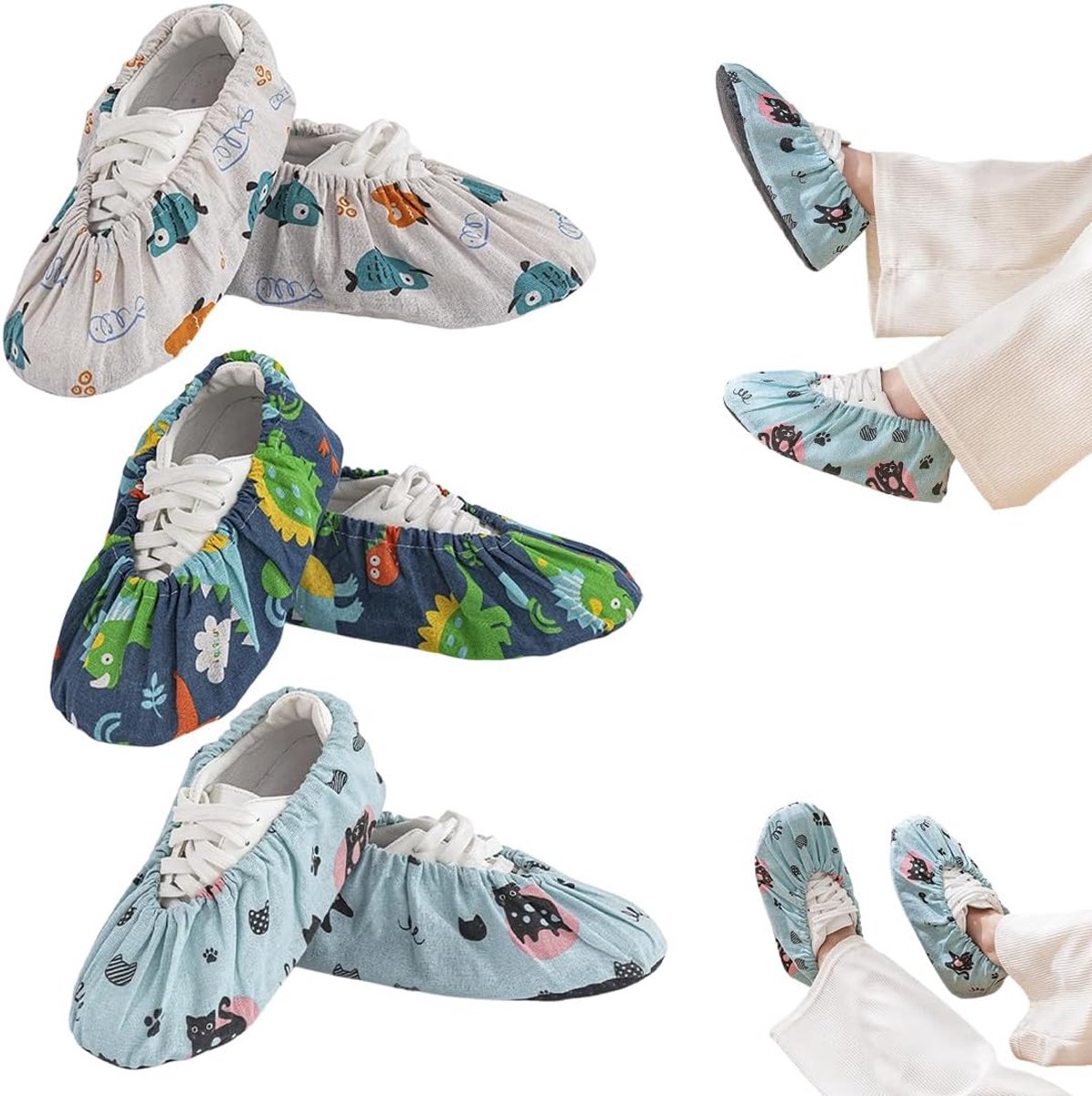 SnelShoppen - 3 Paar Herbruikbare Overschoenen - Antislip, Wasbaar, Schoonmaken Thuis, Vloerbescherming, Geschikt voor Volwassenen, Comfortabel en Pra