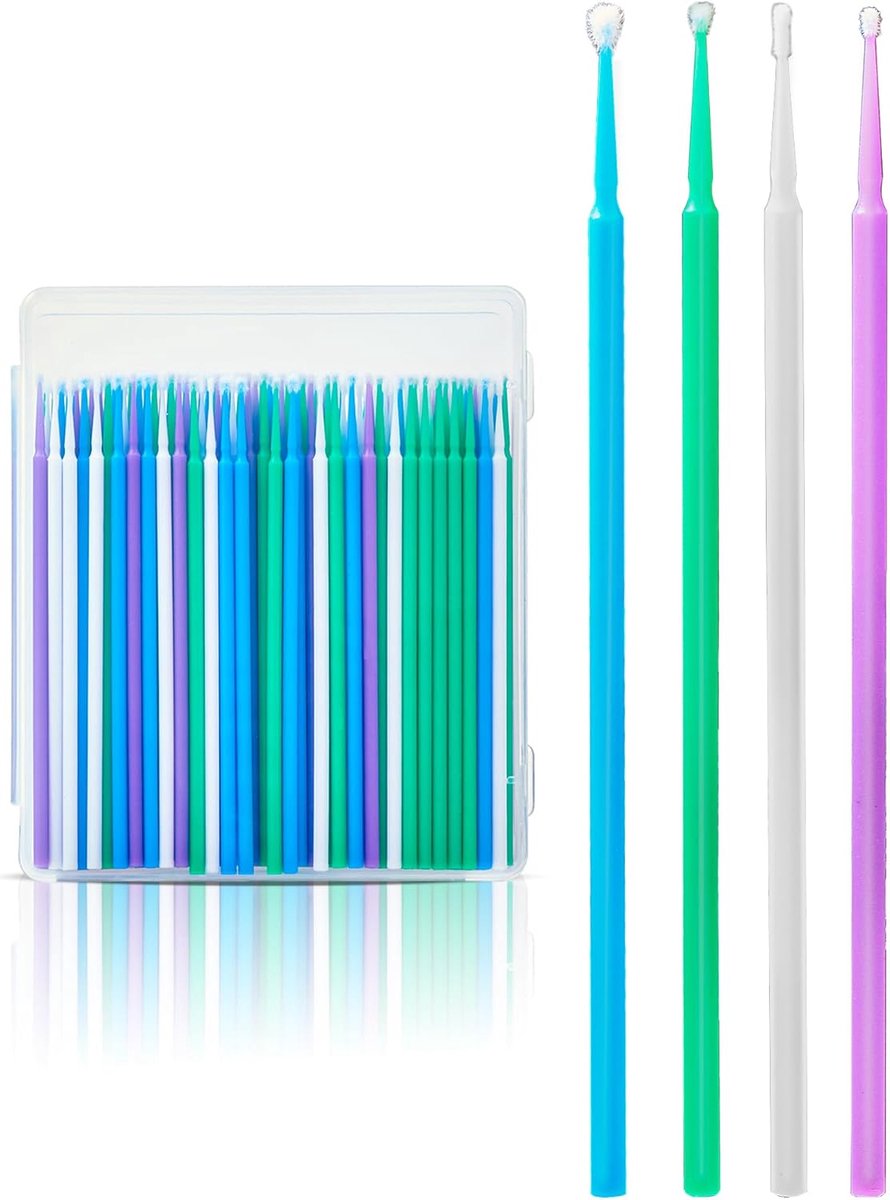 SnelShoppen - 200 Stuks Auto Schilderen Touch Up Borstels - Micro Katoenen Applicators voor Auto Reparatie - Diverse Hoofdgroottes, Lintvrije Borstels
