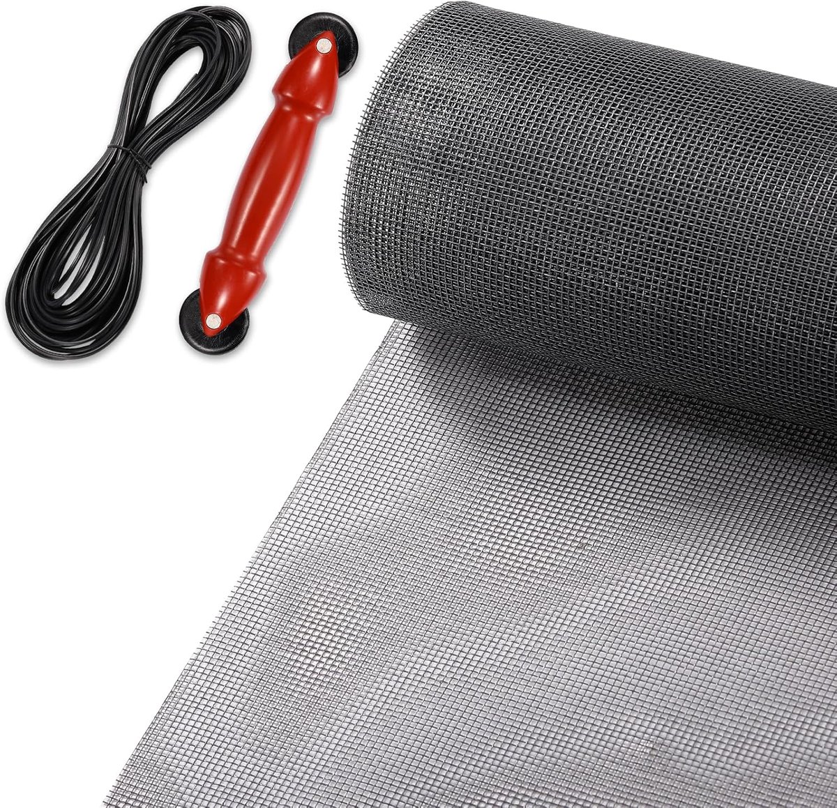 SnelShoppen - Professionele Vliegenraamset voor Deur en Raam - 150 x 500 cm - Zwart Fiberglas - Inclusief Piping en Roll-Up Gereedschap - Insectenbesc