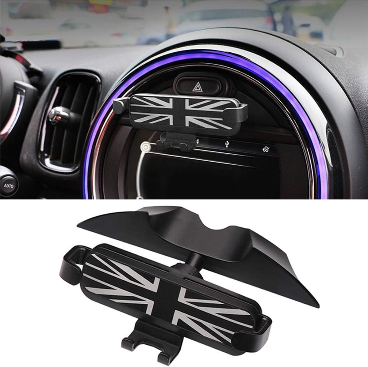 SnelShoppen - Draagbare Telefoonhouder voor Mini Cooper F54 F55 F56 F57 F60, Aluminium Navigatiehouder voor Centrale Bedieningspaneel, Eenvoudige Inst