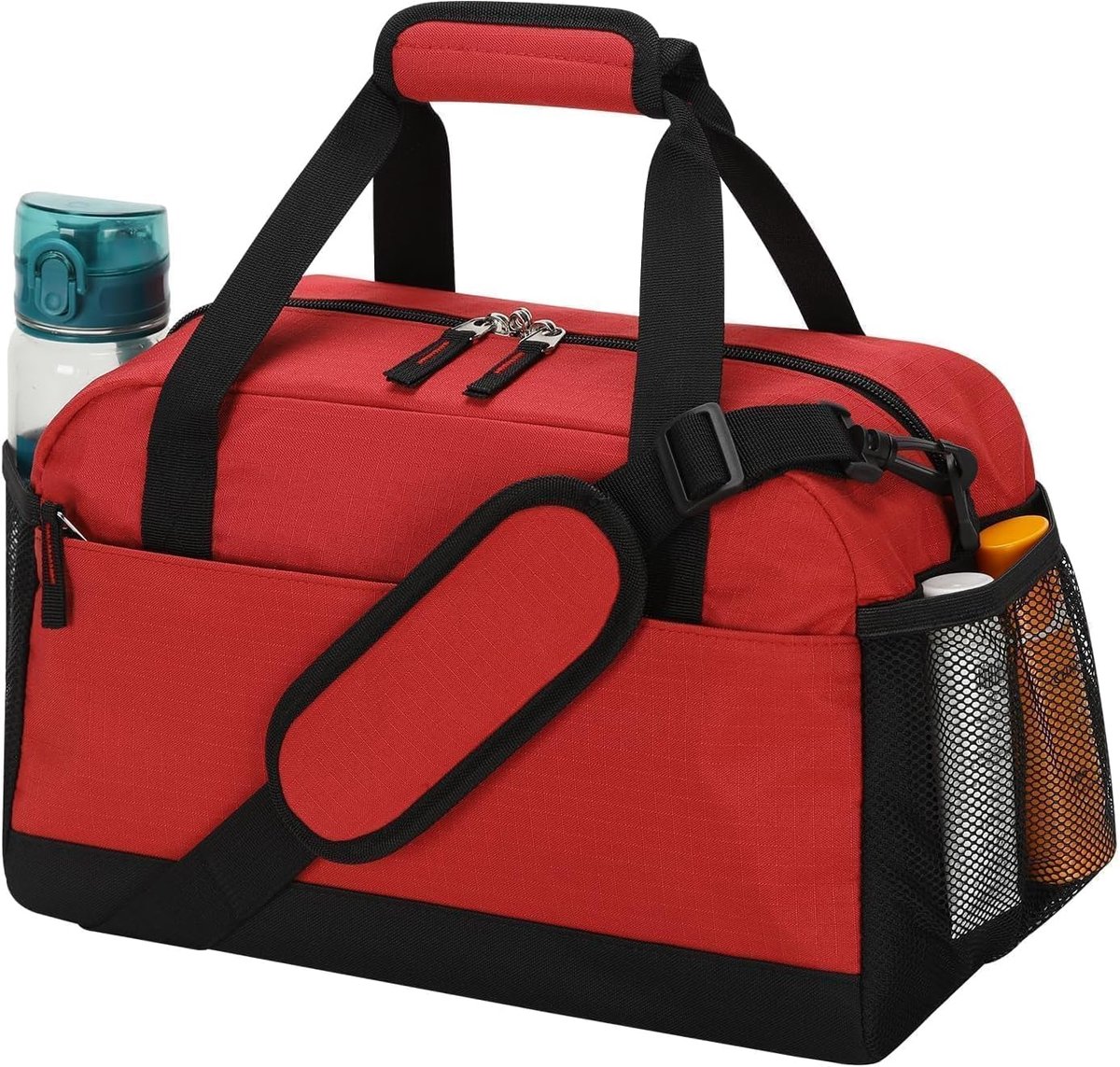SnelShoppen - Kleine Sporttas met Waterdichte Tas, Rood, Handbagage, Ideaal voor Zwemmen, Fitness en Reizen, 35x20x20cm
