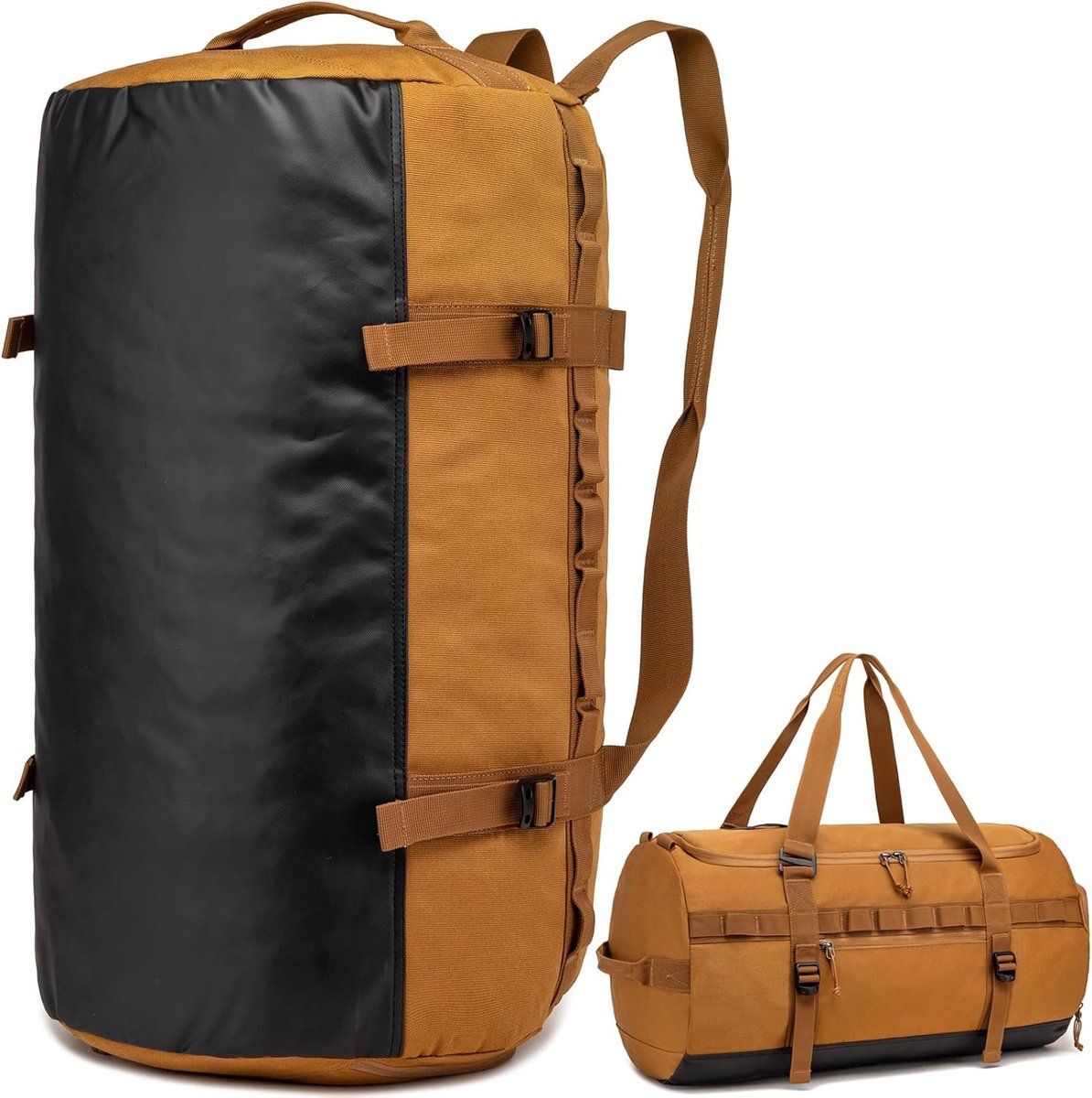 SnelShoppen - Travel Bag voor Mannen 60L - Grote Waterdichte Sporttas met Schoencompartiment - Bruin Weekendtas voor Korte Trips en Sportactiviteiten