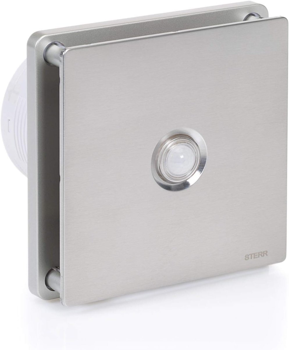 SnelShoppen - STERR Silver Air Extractor 100mm met PIR Bewegingsdetector - Stille Badkamer Ventilatie - RVS Luchtonttrekking 100mm met Check Valve