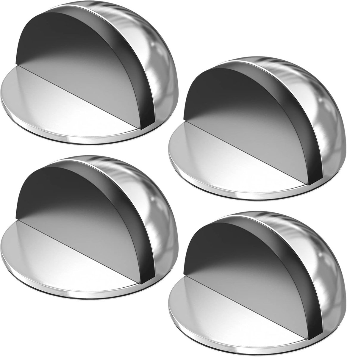 SnelShoppen - Pack van 4 Deurstoppers Vloerstoppers Zelfklevend met Rubber Buffers RVS voor Alle Harde Vloeren, Beschermt Deuren, Muren en Meubels (Zi