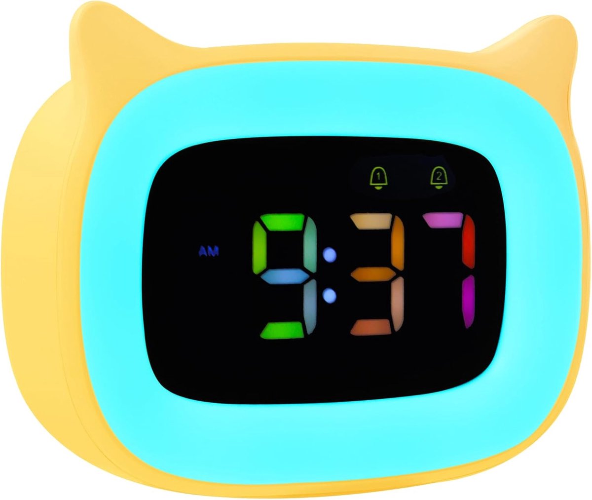 SnelShoppen - Kids Digitale Klok met 8 Kleuren Nachtlampje voor Kinderen, Alarmklok met 18 Ringtones, Oplaadbare Batterij, Dubbele Alarmen, Snooze Mod