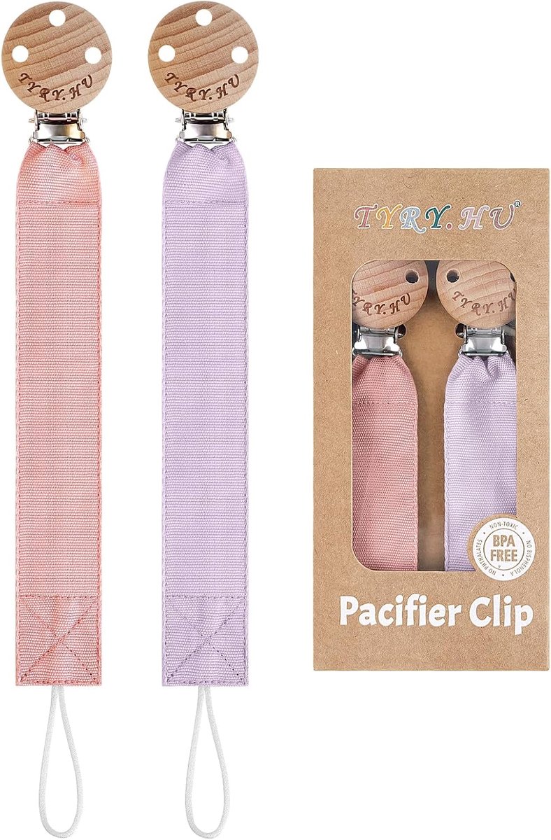SnelShoppen - Handgemaakte Pacifier Chain voor Kinderen, 2 Stuks, Zachte Stoffen Bijtring, Hout, Veilig en Comfortabel, BPA-vrij, Ideaal als Cadeau vo