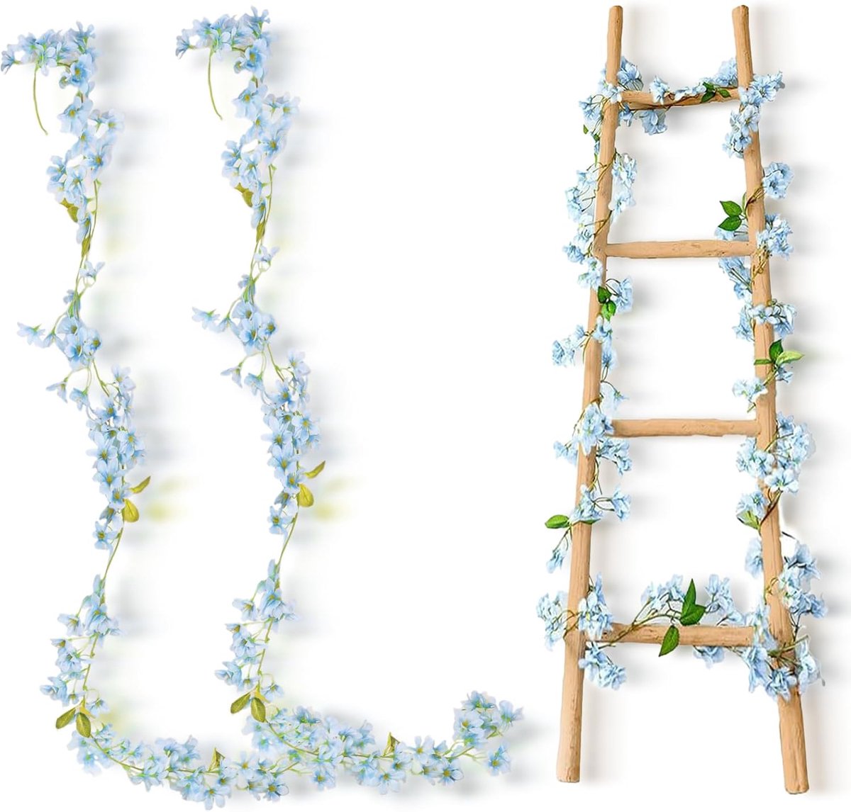 Kersenbloesem Slier - Nep Bloemen - Decoratie Ophangen - Zijde Stof - 2 Stuks 1.8m - Blauw