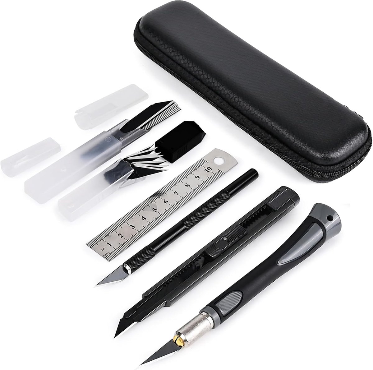 SnelShoppen - Professionele Snijgereedschap Set - Craft Knife, Scalpel, 9 mm Cutter, Stalen Liniaal, Carbon Stalen Messen, Precisie Snijden voor DIY,
