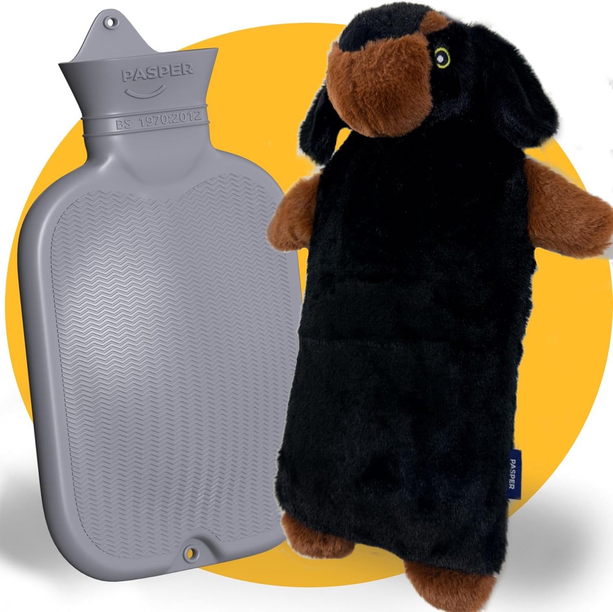 SnelShoppen - XXL Warmwaterkruik 3,5 Liter - Naadloze Warmtekruik met Zachte Fleece Overtrek - Perfect voor Baby's, Kinderen en Volwassenen - Cadeau v