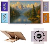 TriMaStore Puzzeltafel 1500 Stukjes – 360° Draaibaar & Kantelbaar – Uitklapbaar Puzzelbord met 4 Magnetische Lades, Antislip & Cover – Verstelbare Houten Puzzelplaat – Direct Klaar voor Gebruik