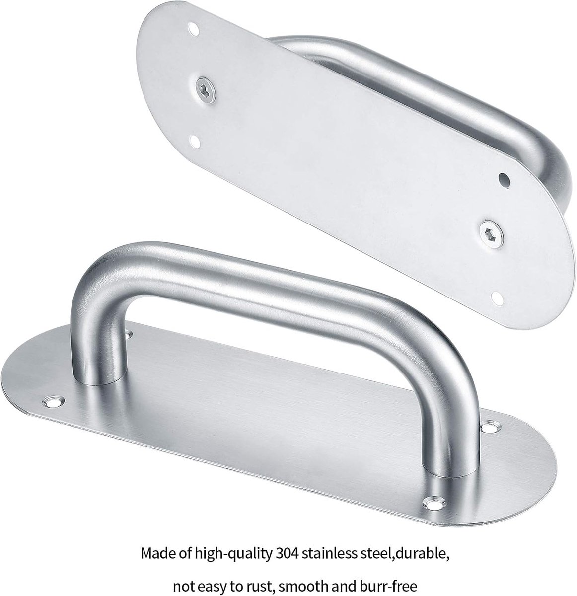 SnelShoppen - 2 Stuks RVS Schuifdeurhandgrepen met Plaat - Deurhandgreep voor Schuifdeur, Barn Door, Kast - 200*65mm Ovalen Handvatten voor Keuken, Tu