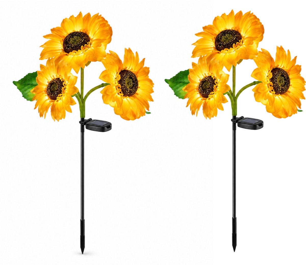 Home & Marker - Zonnebloem Solar Tuinverlichting - Set van 2 - Buitenverlichting op Zonne-energie - Waterdichte Sfeerverlichting & Tuinprikkers - SOLAFLORA