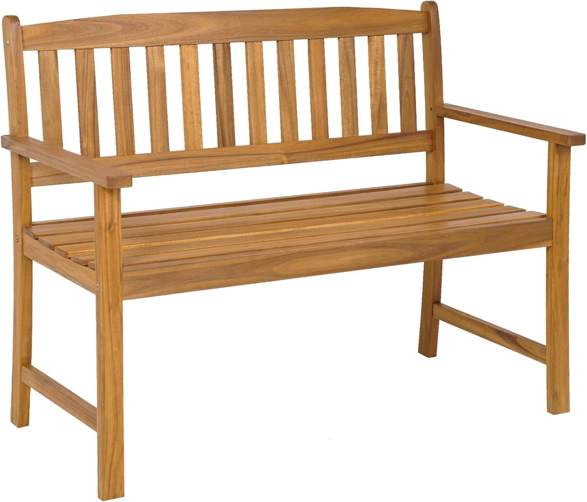 COSTWAY tuinbank van hout, weerbestendige houten bank, 2-zits zitbank van acaciahout, balkonbank tot 360 kg belastbaar, terrasbank, parkbank voor terras, balkon, tuin