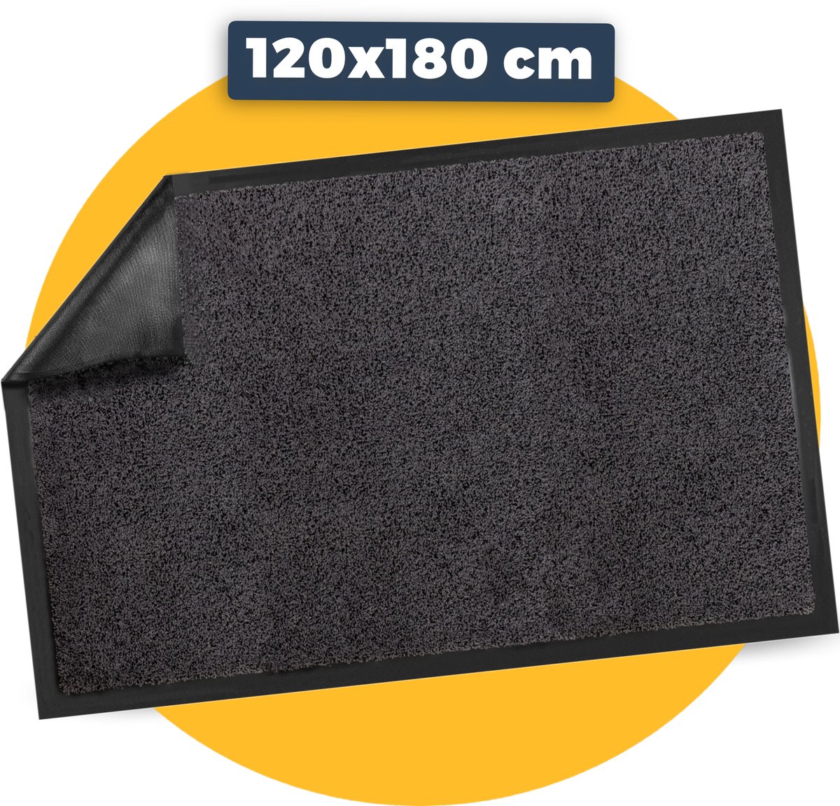 Pasper Deurmat binnen droogloopmat - 120 x 180 cm - Antraciet - gerecyclede materialen - Gemaakt in België - Wasbaar - deurmatten