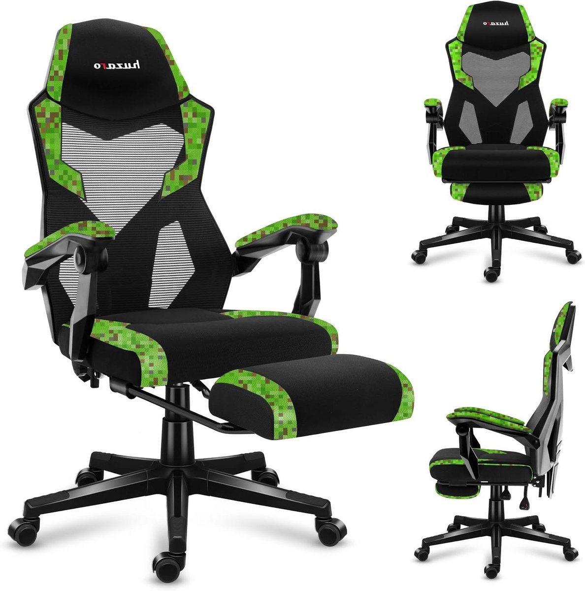 Ergonomische Stoel - Bureaustoel Gamestoel - Langdurig Zitten - Verstelbare Rugleuning - 150 kg Belastbaar - Pixels