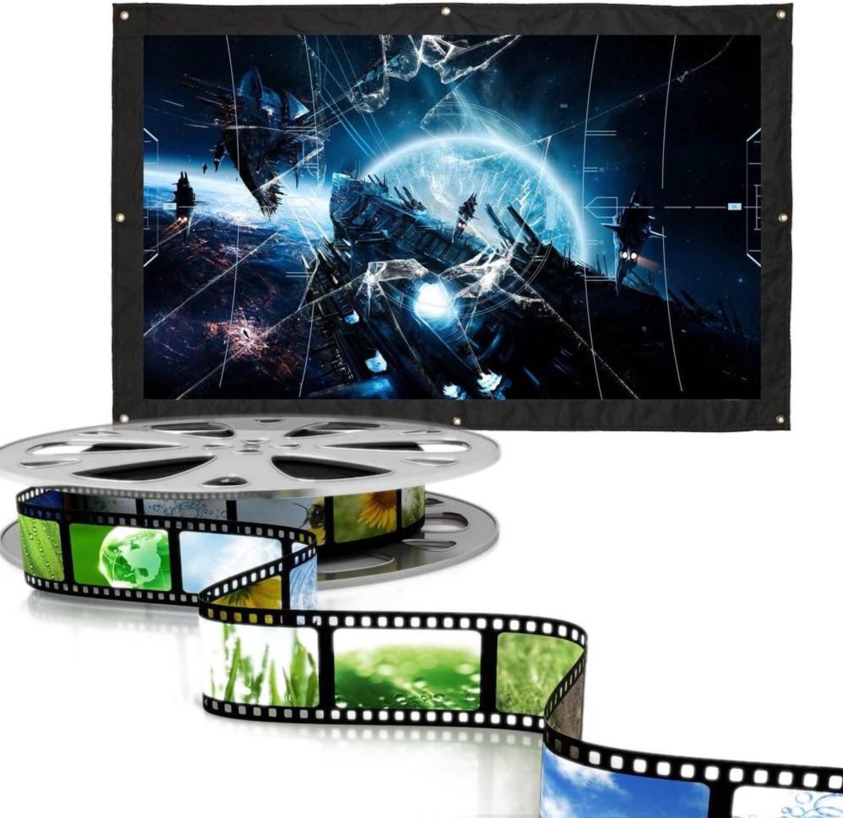 Projectiescherm - Buitengordijn - Film Kijken - Draagbaar met tas - 200 Inch 16:9 - Wit