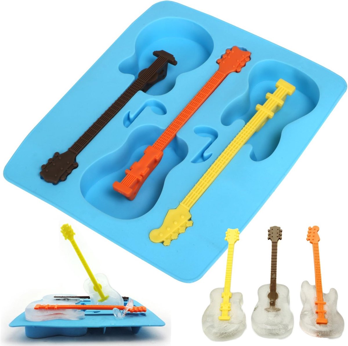 Gitaarvormige Ijsvorm - 20.5*17*2.5cm - Nieuw Siliconen Ijsbakje - voor Leuke Drankjes en ijslolly's - blauw