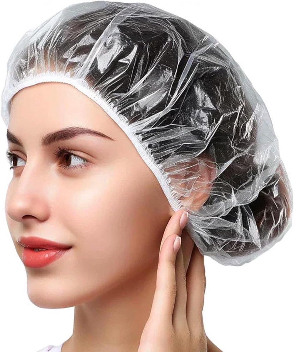SnelShoppen - 100 Stuks Wegwerp Douchcaps 52 cm Waterdicht en Herbruikbaar Haarbescherming voor Salon, Spa, Reizen, Hotel, Douche