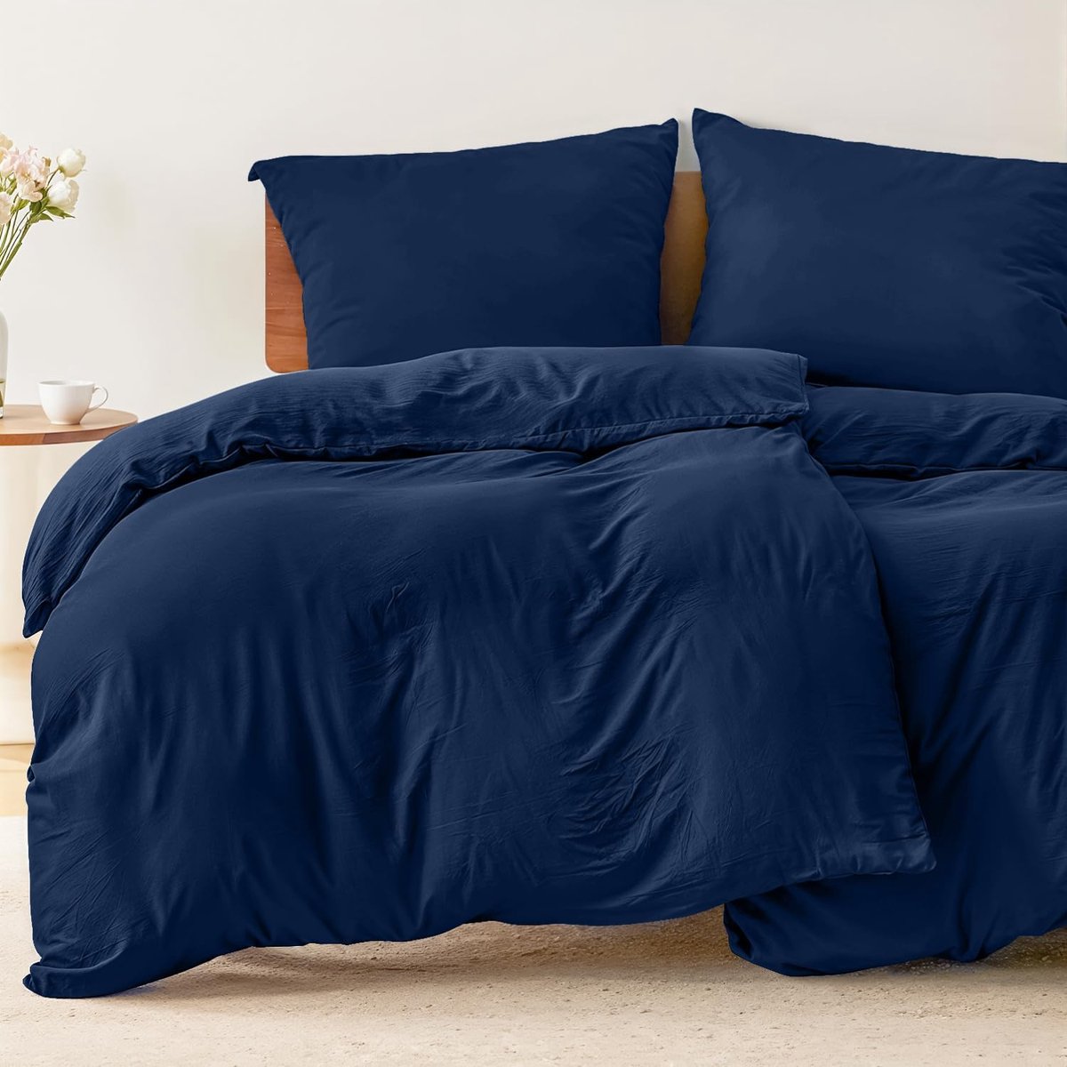 SnelShoppen - 2 Duvet Covers 135x200 cm met 2 Kussenslopen 80x80 cm - Donkerblauw - 100% Microvezel - Oeko TEX Gecertificeerd - Voor Alle Seizoenen