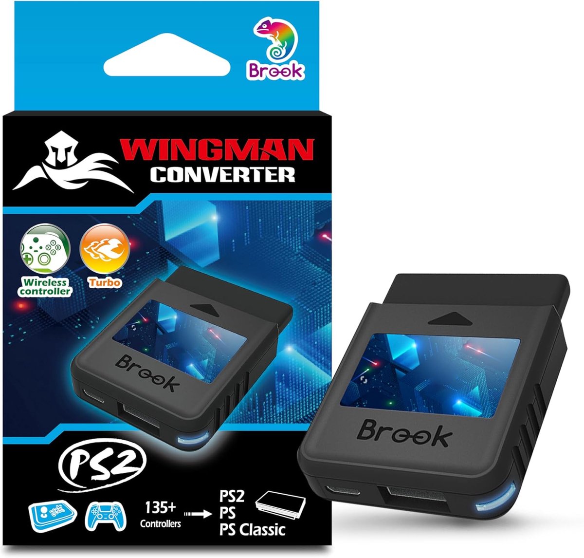 SnelShoppen - Brook Wingman PS2 Converter - Draadloze PS4/PS3 naar PS2/PS1 Retro Console Adapter - Geschikt voor Xbox en Switch Pro Controllers