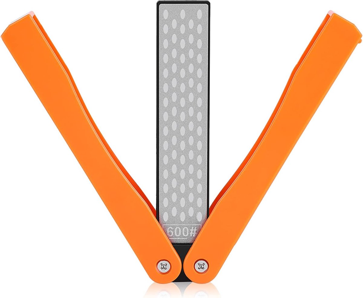 SnelShoppen - Diamant Messenslijper Voor Buiten - Vouwbare Dubbelzijdige Slijpsteen - Compact en Lichtgewicht - Geel - Ideaal Voor Kamperen en Buiteng