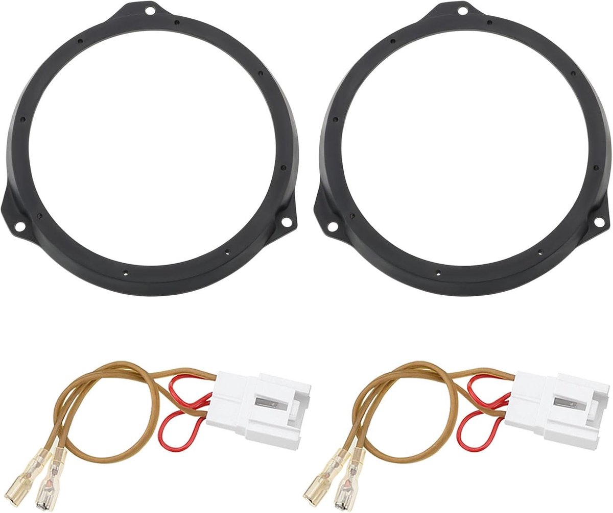 SnelShoppen - 165mm 6.5 Inch Speaker Adapter Bracket voor Voor- en Achterdeurspeakers, Plastic, Inclusief 2 Stuks Kabeladapter, Voor Fiesta en KA 2008