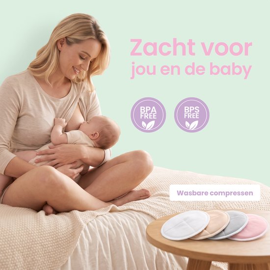Wasbare zoogcompressenn 16 stuks - 100% Biologisch - Cup B t/m G - Wasbaar - Milieuvriendelijk- Bamboestof - Inclusief waszakje en opbergetui van $ — afbeelding 5