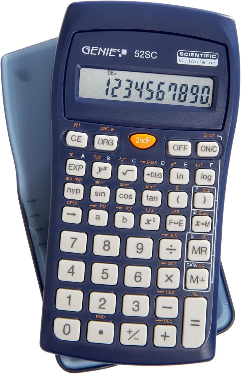 SnelShoppen - Genie 52 SC Wetenschappelijke Rekenen Calculator - 136 Functies - 10-cijfer Display - Inclusief Beschermhoes - Blauw - Schoolcalculator