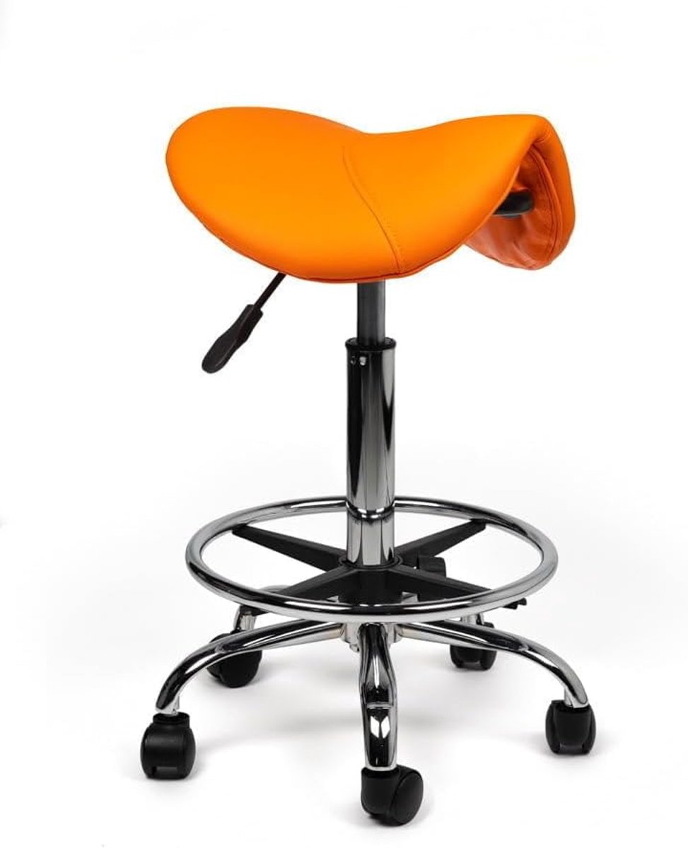 SnelShoppen - Verstelbare Zithoogte Kunstlederen Zadelzitting - Comfortabele Zitting voor Thuis, Kantoor, en Buitengebruik - Ergonomisch Ontwerp, Gesc