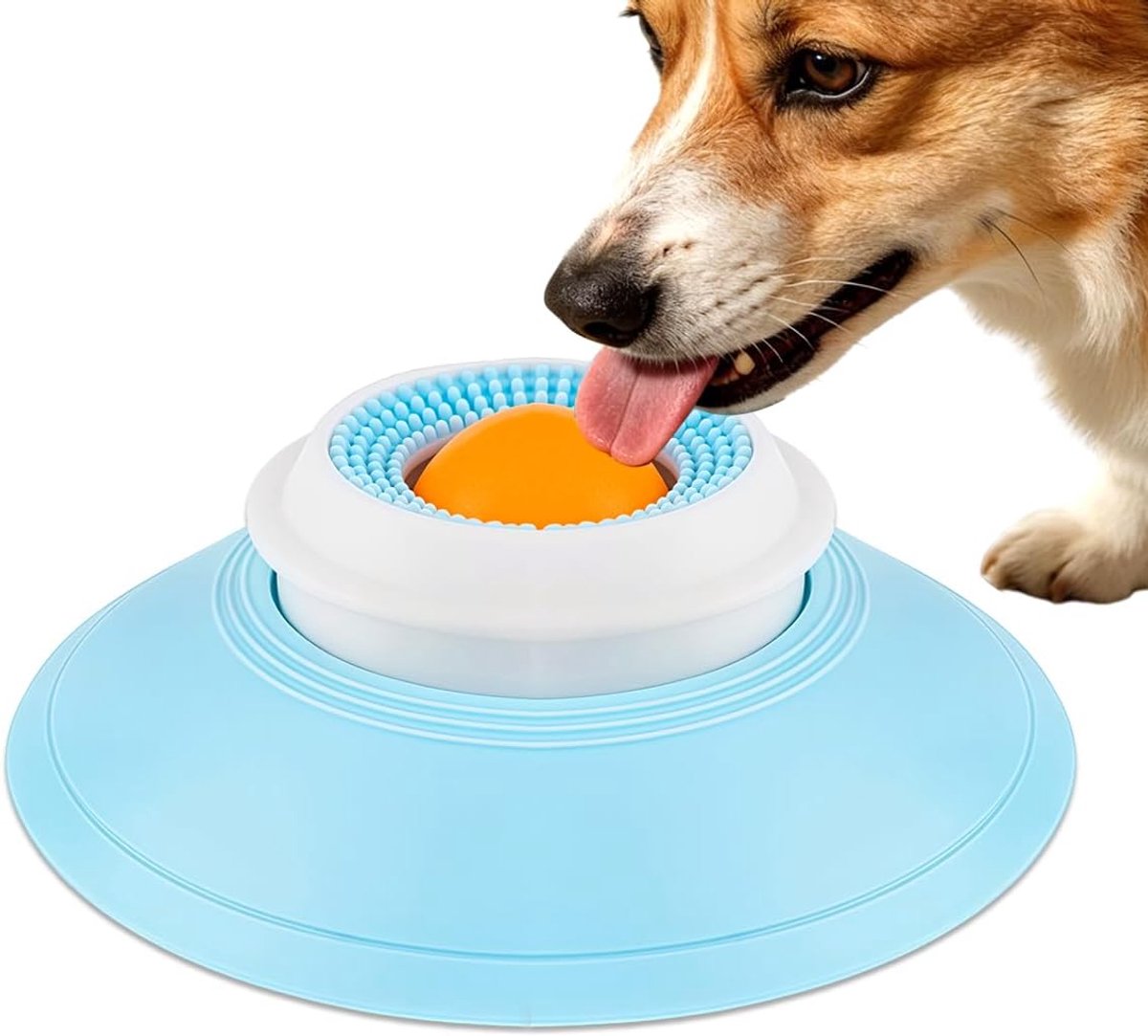 SnelShoppen - Pet Lick Bowl voor Honden en Katten, Liquid Food Slow Feeder Lick Mat met Zuignap & Draaiende Bal, Anti-slip Lick Bowl Speelgoed voor On