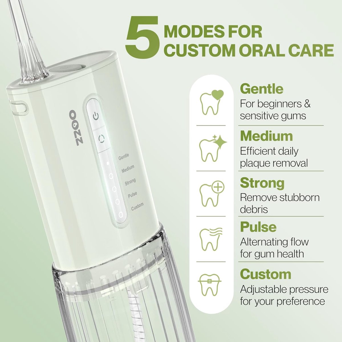 SnelShoppen - Draagbare Water Flosser, USB-C Oplaadbare Mondirrigator met 5 Modi, 6 Tips en Lekvrije Ontwerp, IPX8 Waterproof, Perfect voor Reizen en thumbnail 5