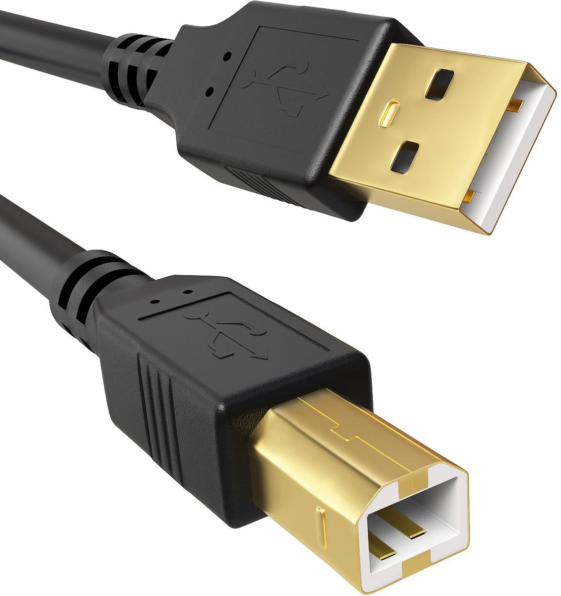 SnelShoppen - US Printer Kabel 2.0 PVC Zwart 1.5m - Hoogwaardige Printerkabel, Snelle Verbinding, Geschikt voor PC en Laptop, 1 Pack