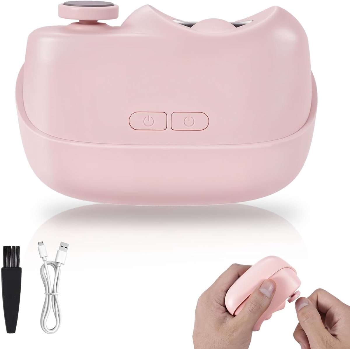 SnelShoppen - Elektrische Nagelknipper Lichtroze 3-in-1 voor Snijden, Vijlen met LED Verlichting, 2 Snelheden, Compleet met Beschermdeksel voor Manicu