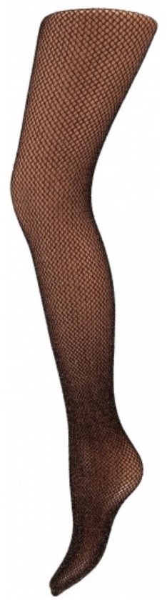 Zwarte visnetpanty met fijne netstructuur, van enkel tot bovenbeen.
